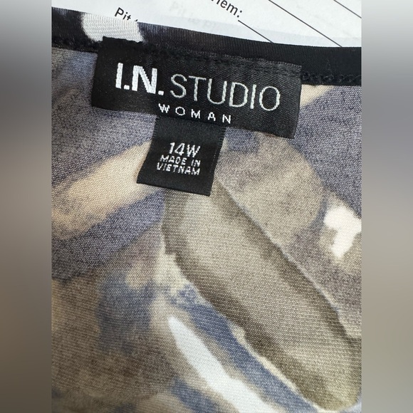 I.N. Studio Maxi Dress Short Sleeves Rich Colors Geometric Pattern size 14W - Picture 8 of 10